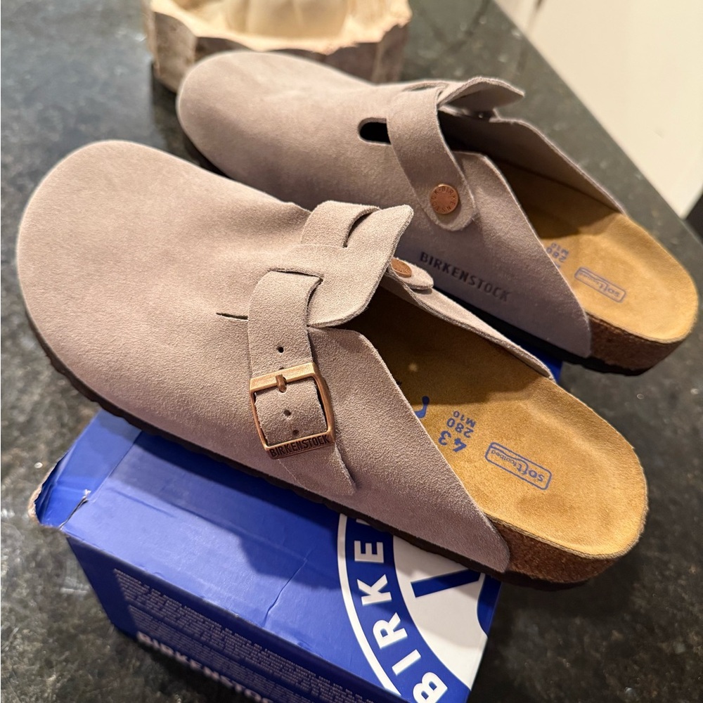 Birkenstock Taupe Boston Clogs